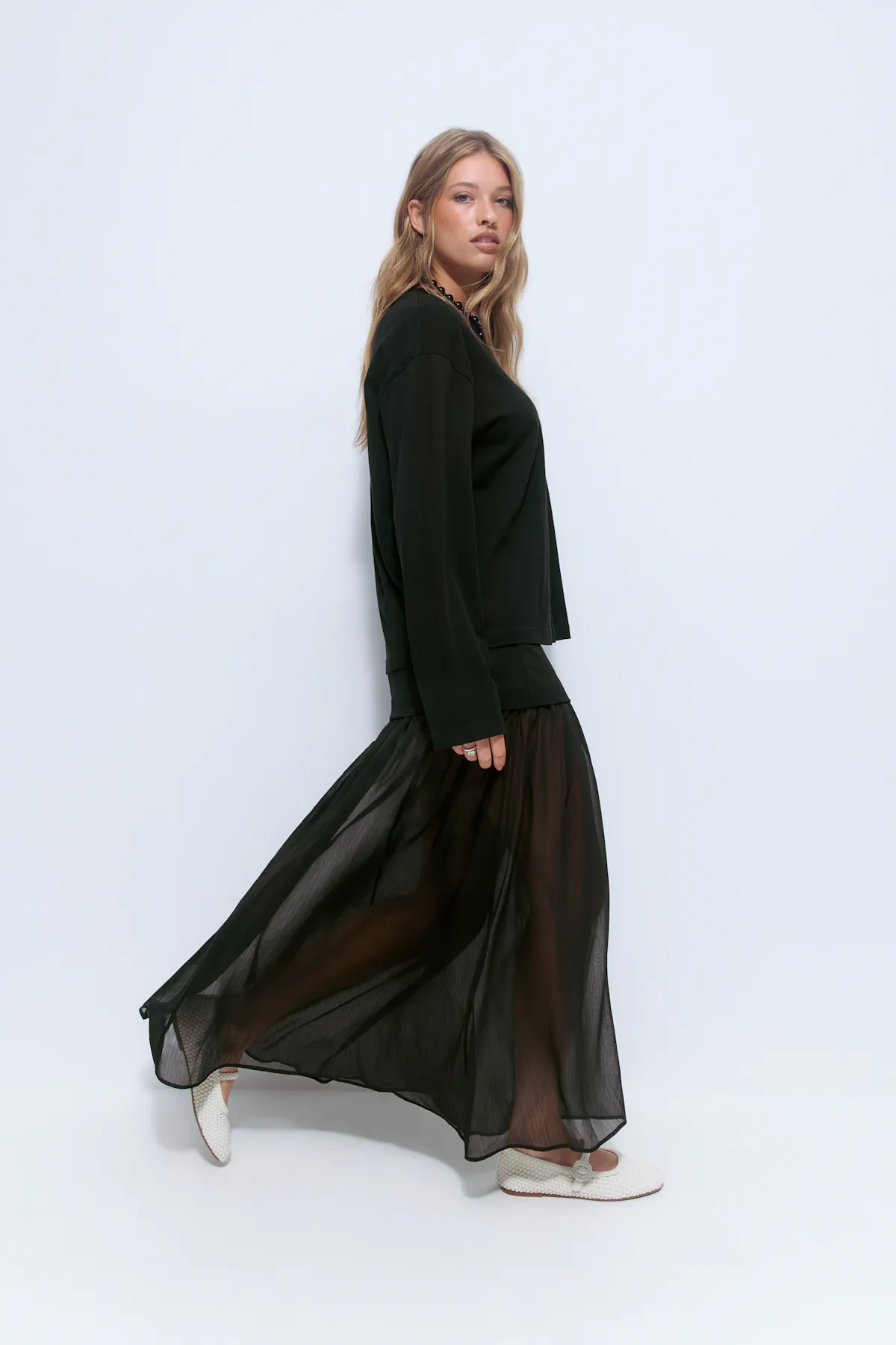 Jupe Maxi Vanity - Taille XL - Transparente Dégradé (sheer Ombre) - Neuf Sans étiquettes - Style Fluide