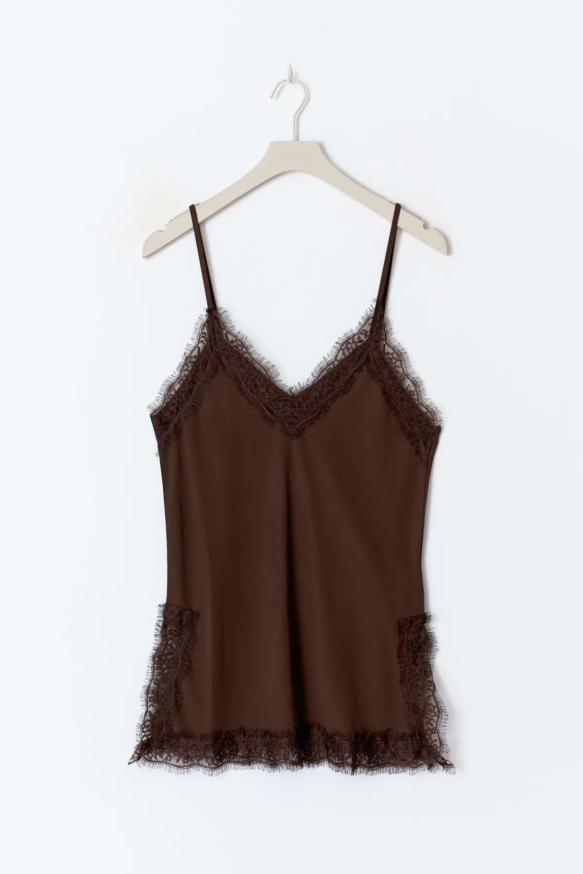 Lace Detail Singlet Brown