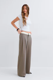 Mid wide pleated trousers