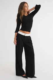 Mid wide pleated trousers