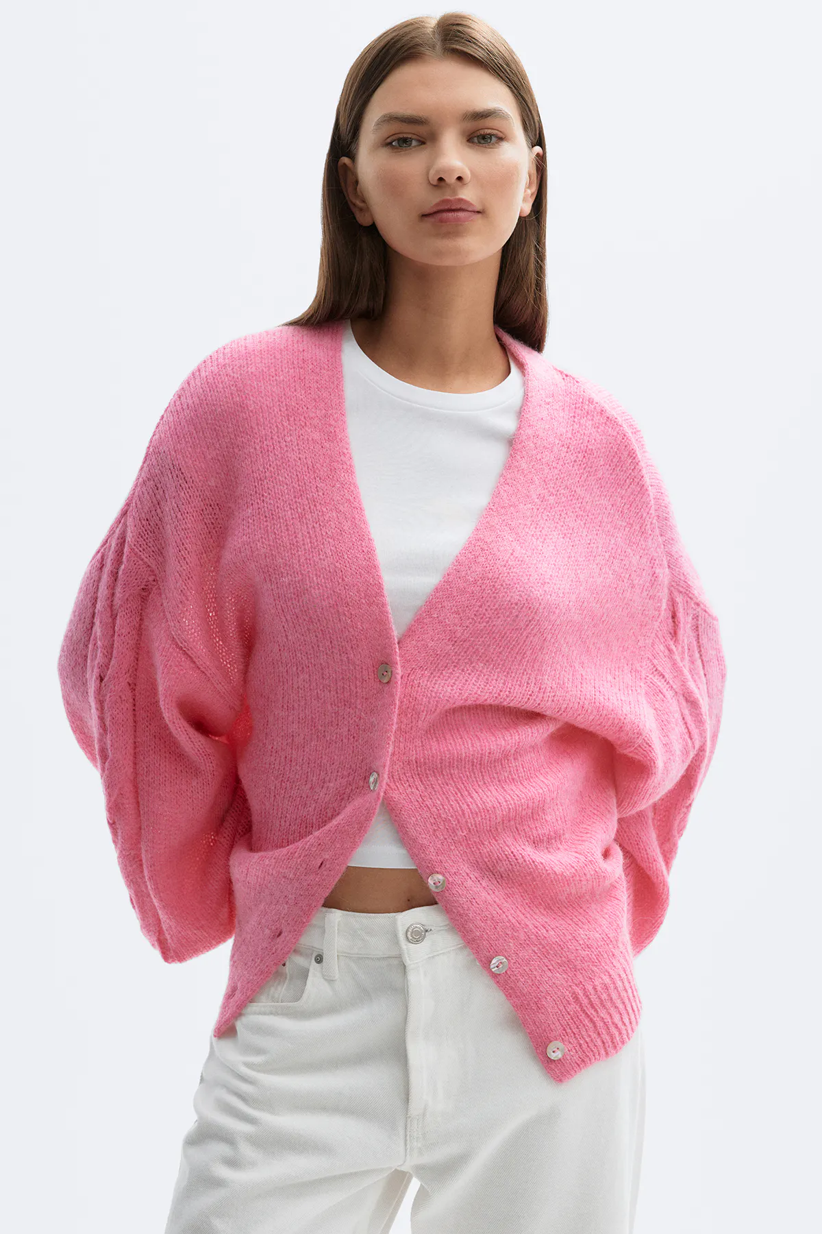 Gina Tricot - Chunky knitted cardigan - Cardigans & strikkejakker - Rosa - S - Dame