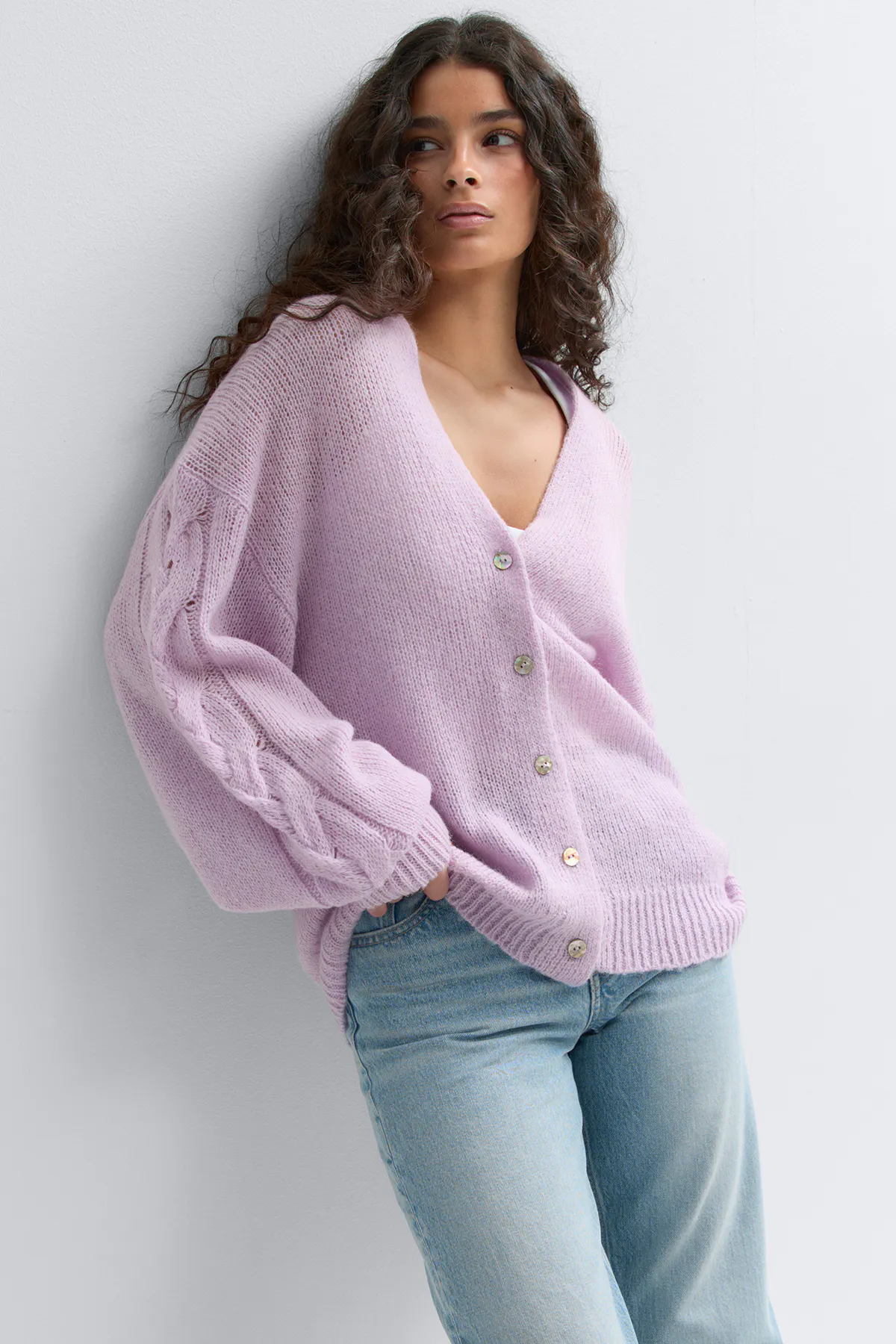 Gina Tricot - Chunky knitted cardigan - Cardigans & strikkejakker - Lilla - S - Dame