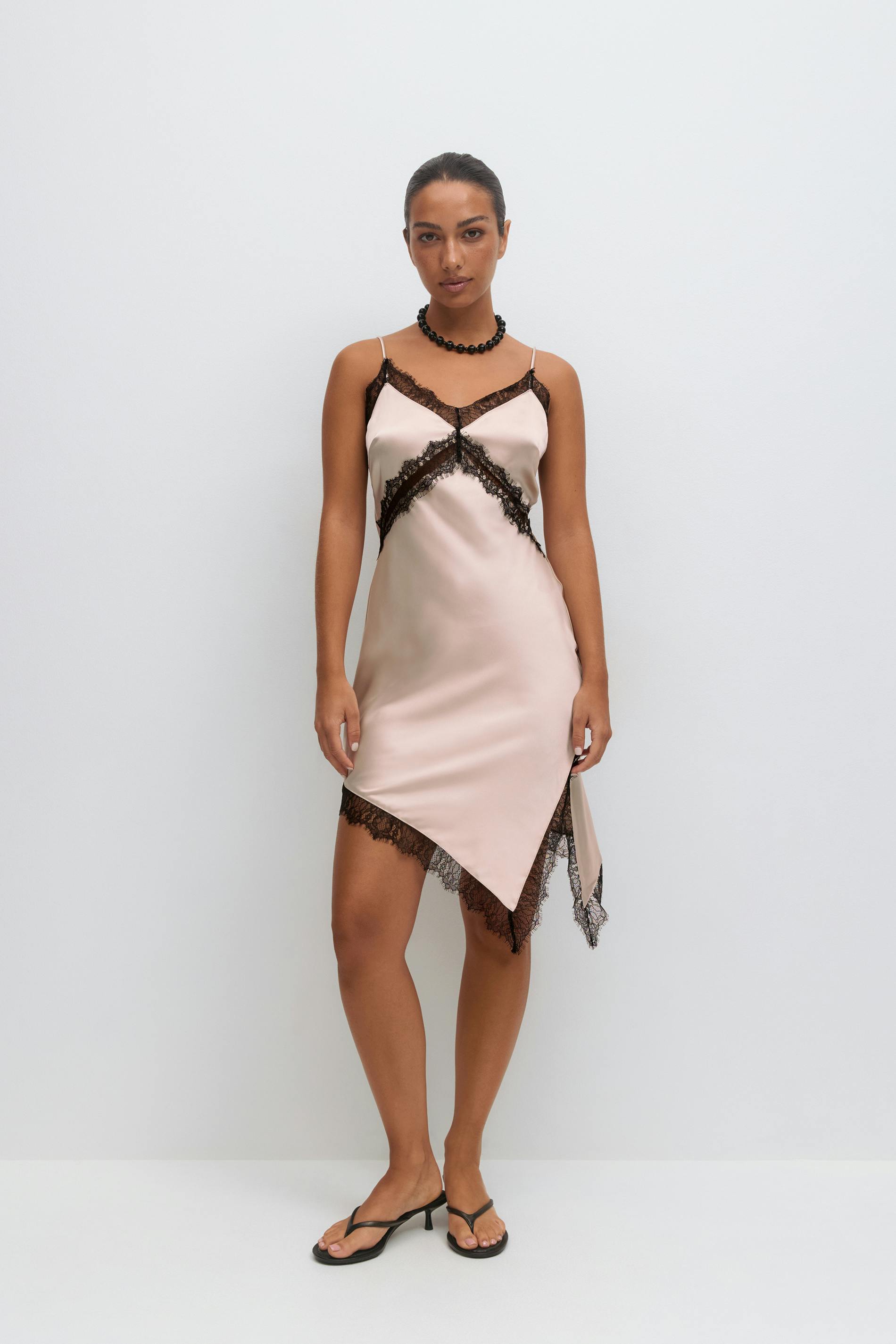Gina Tricot - Lingerie satin dress - satengkjoler - Beige - 34 - Dame