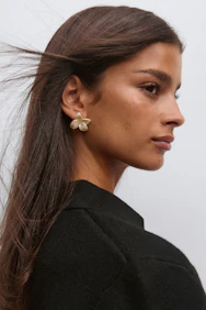 Pave Flower Earrings