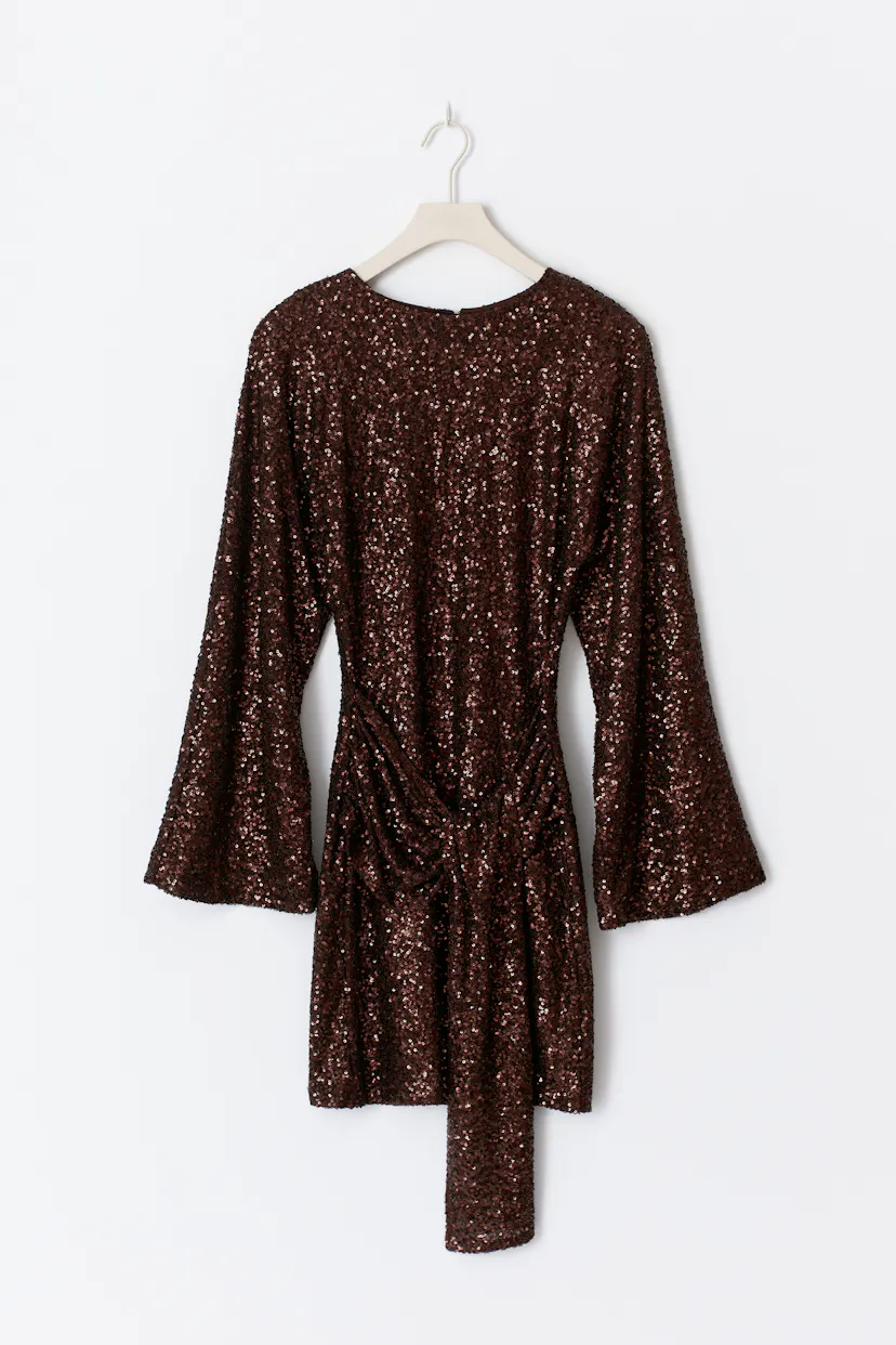 Diana Tricot Vintage Party Mini Dress Belted Tie Waist Silhouette For Elegant Women main image 0