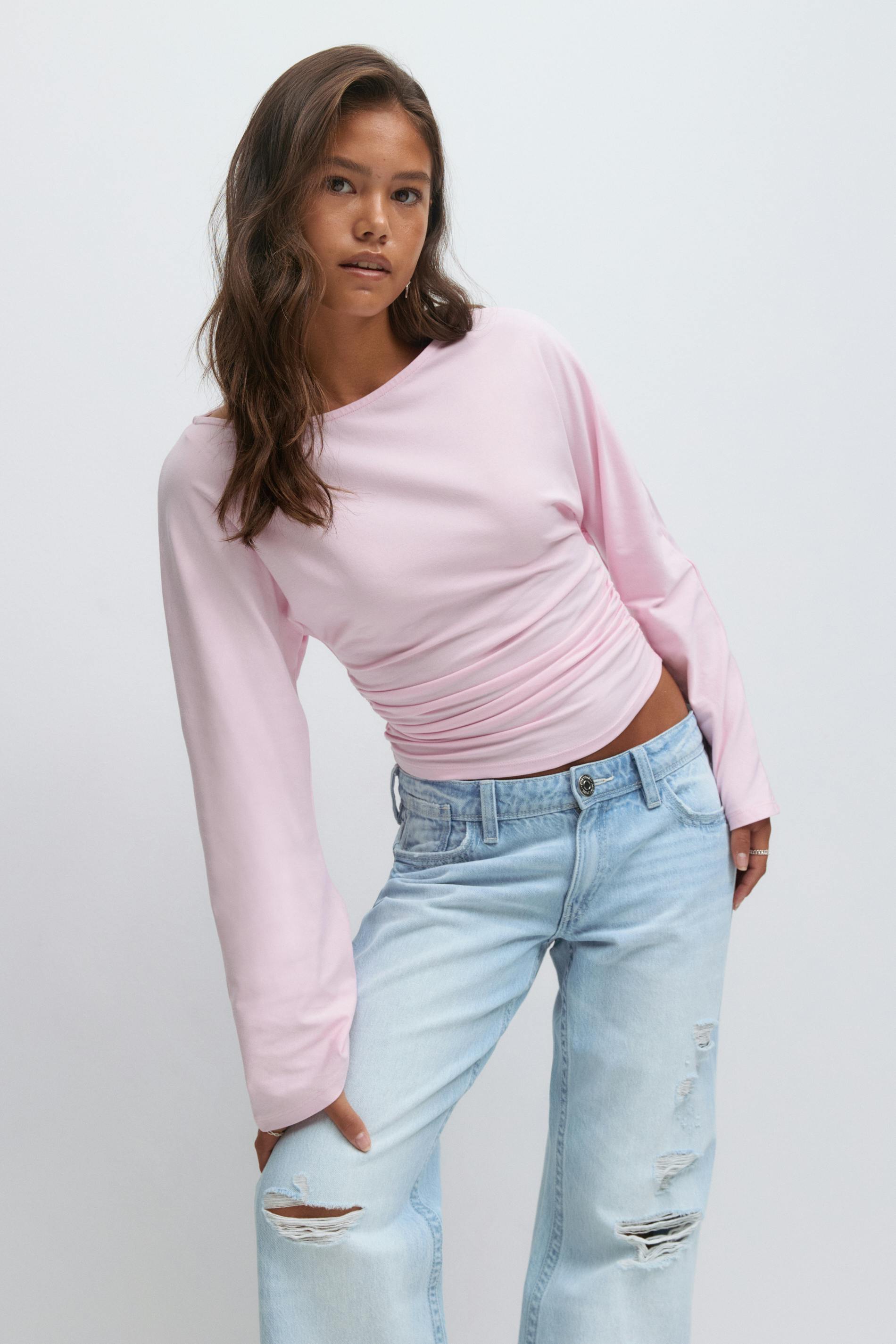 Ruched long sleeve top