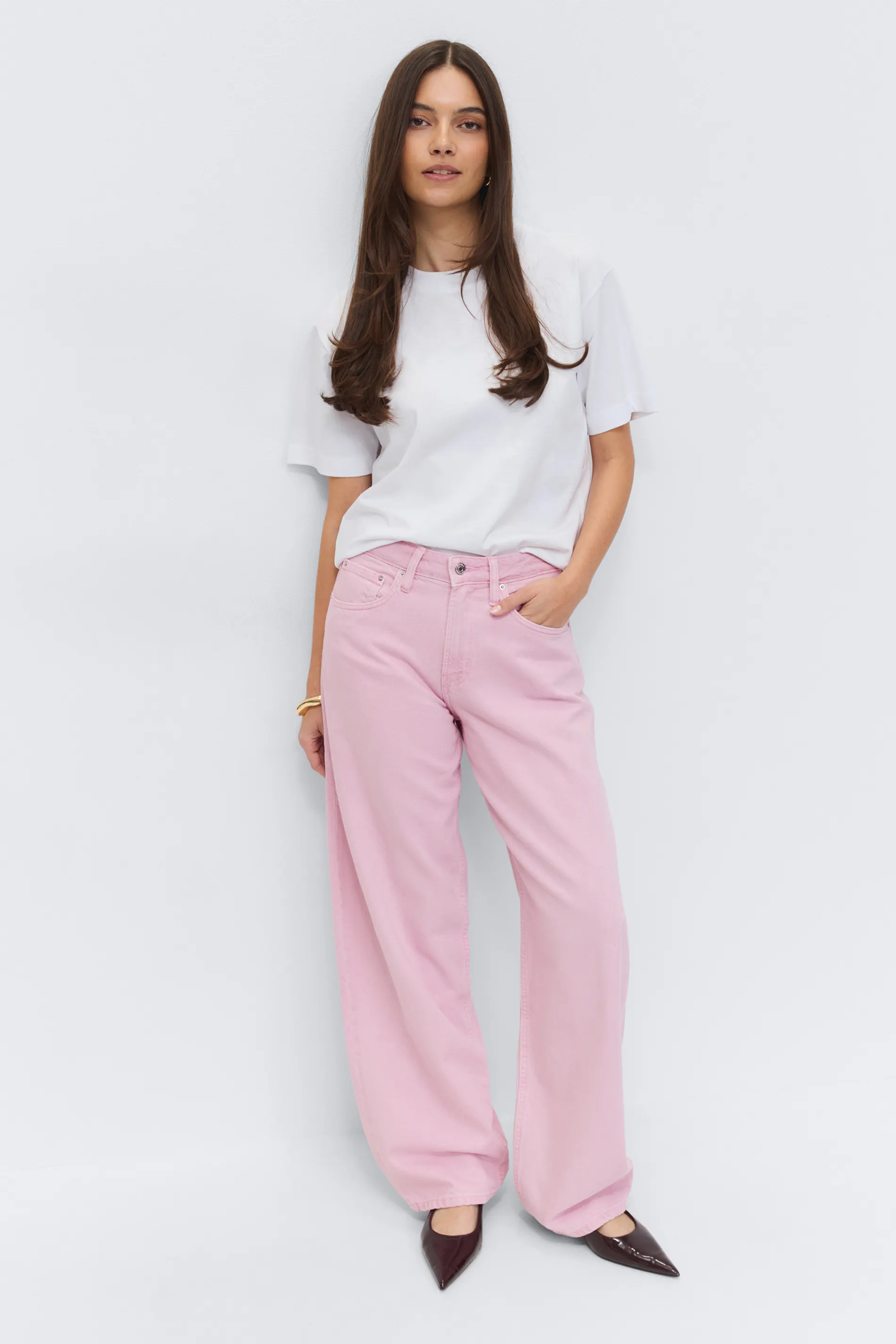 Gina Tricot - Baggy-crush jeans - Baggy & loose jeans - Rosa - 36 - Dame