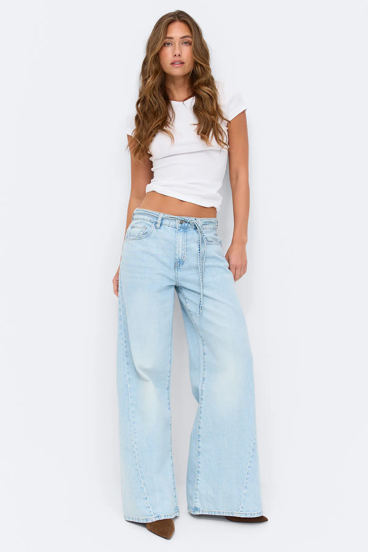 Gina Tricot - Twisted wide jeans - wide jeans - Blå - 32 - Dame