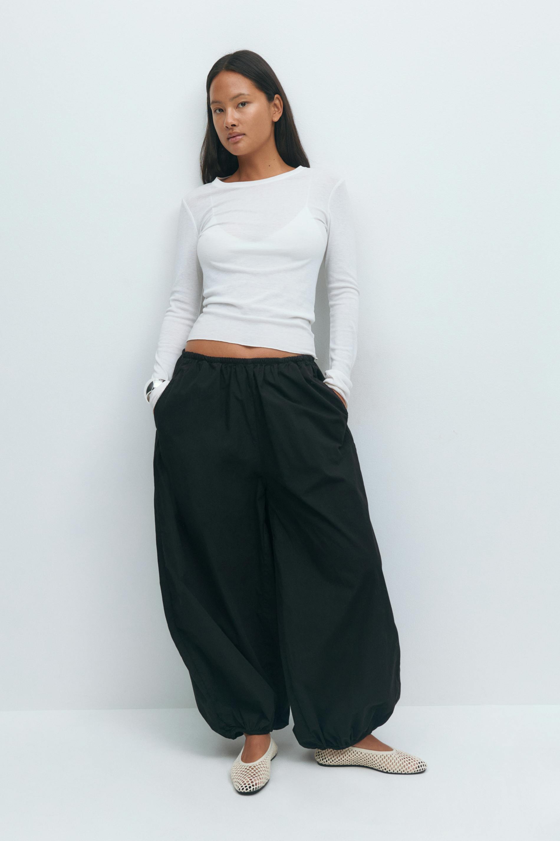 Wide balloon trousers - Zwart - Dame - Gina Tricot