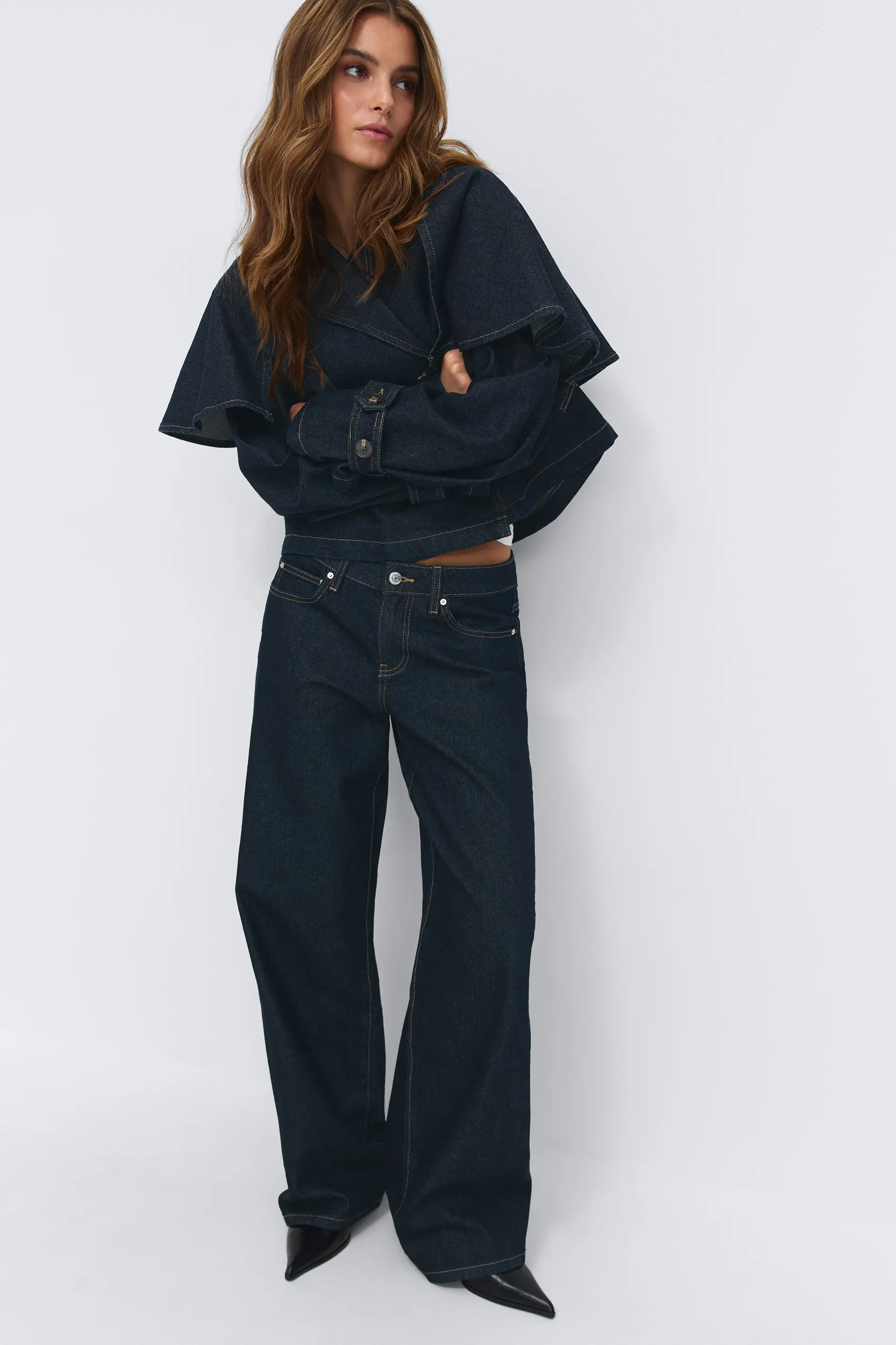 Gina Tricot - Low wide jeans - wide jeans - Blauw - 40 - Dames