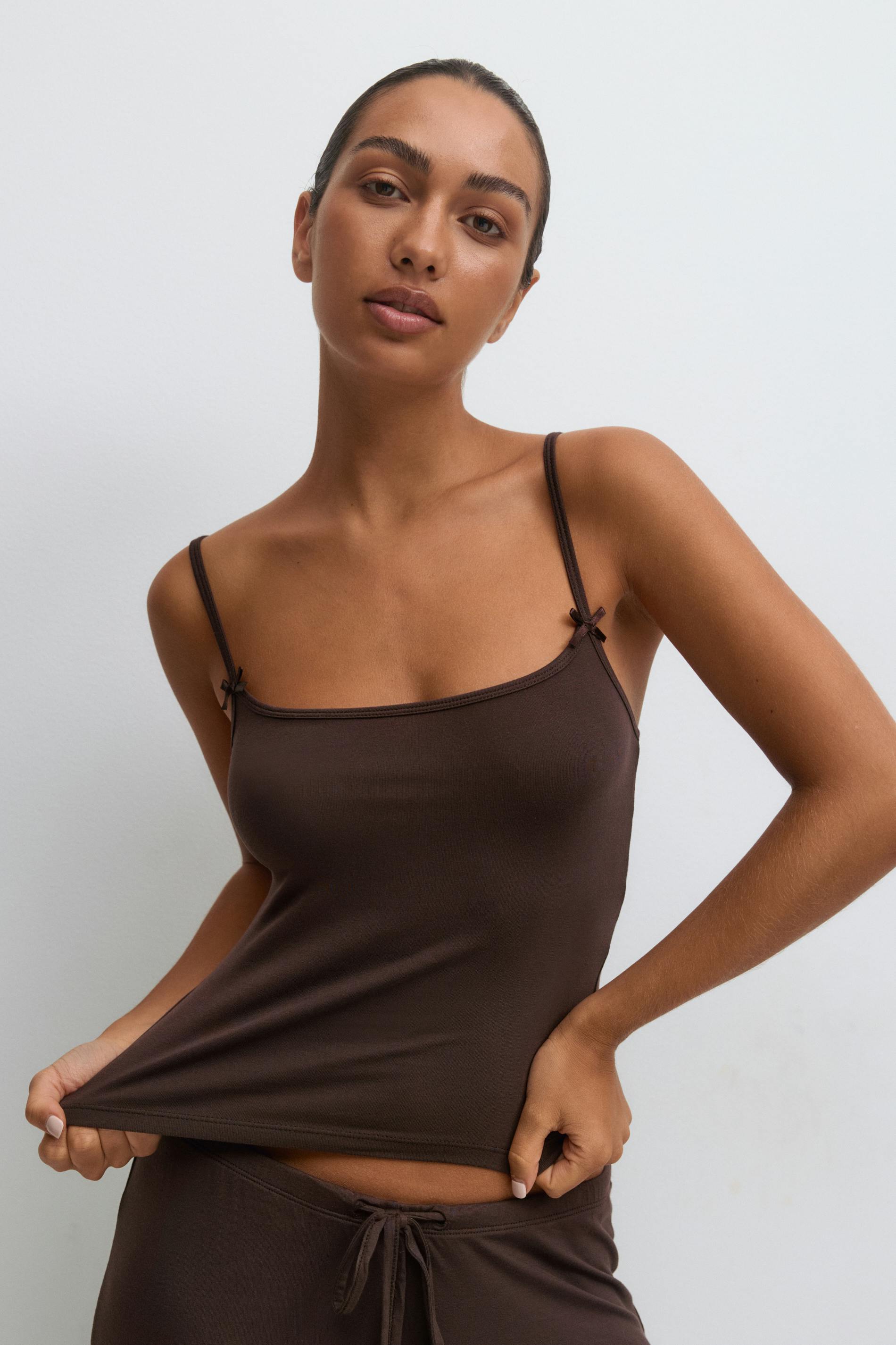 Läs mer om Gina Tricot - Strap loungewear singlet - linnen - Lila - L - Dam