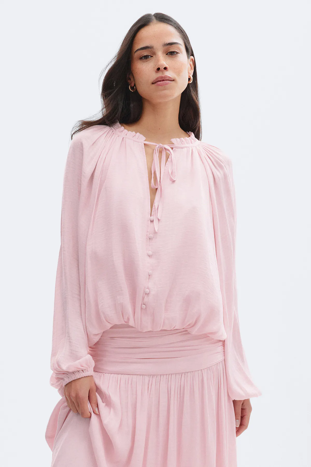 Gina Tricot - Drapy top - tops met lange mouwen - Roze - L - Dames