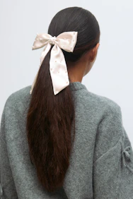 Satin Pearl Bow Hair Clip