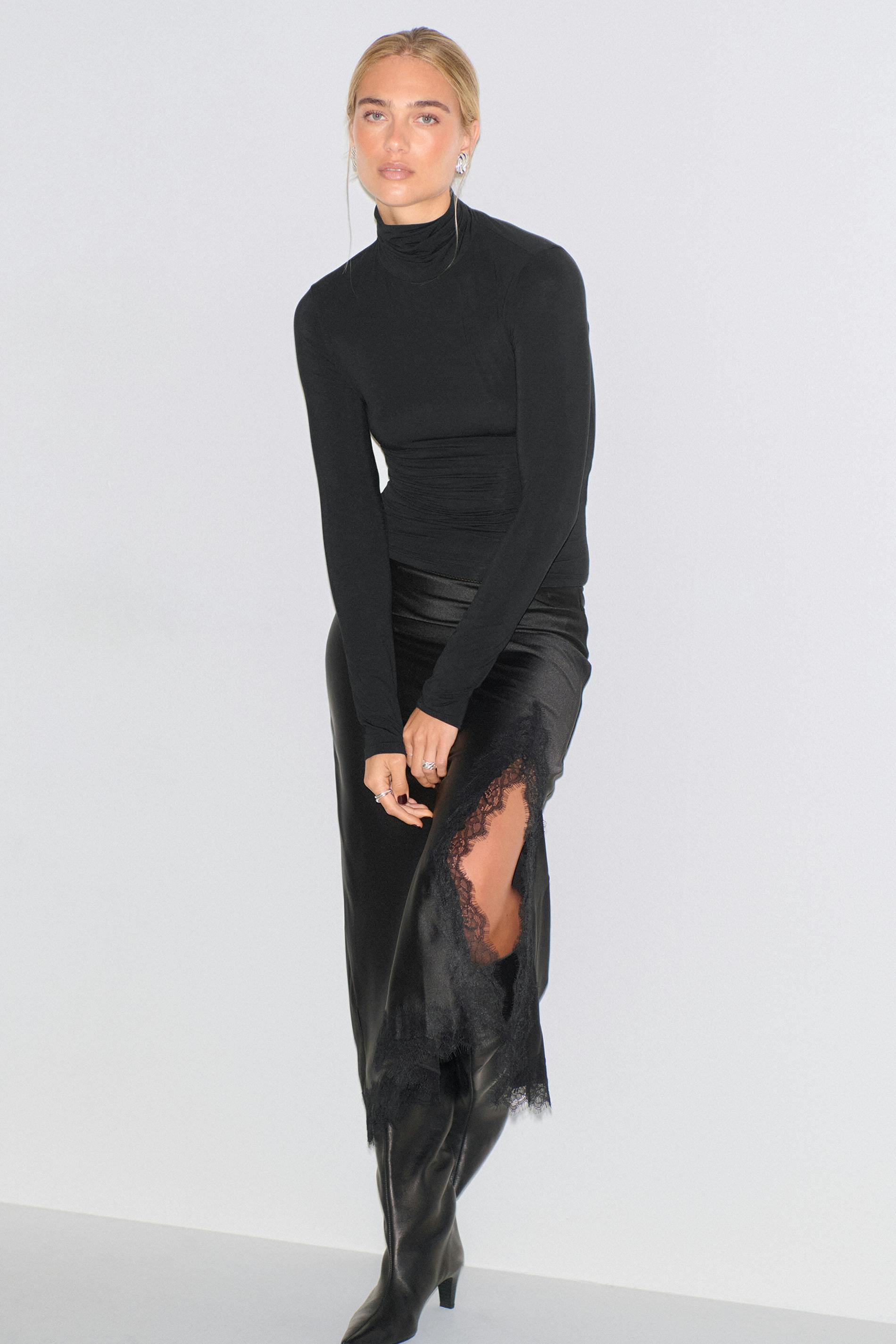 Gina Tricot - Satin skirt - Jupes en satin - Noir - XS - Femme