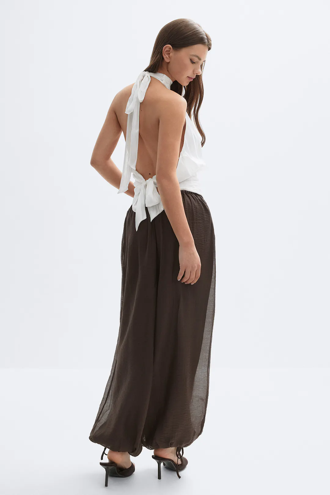 【新品未使用タグ付】roughlow sheer balloon pants 2 Tubed Tech Nylon Check Trousers (12002-WITH-TUBING-BLACK)