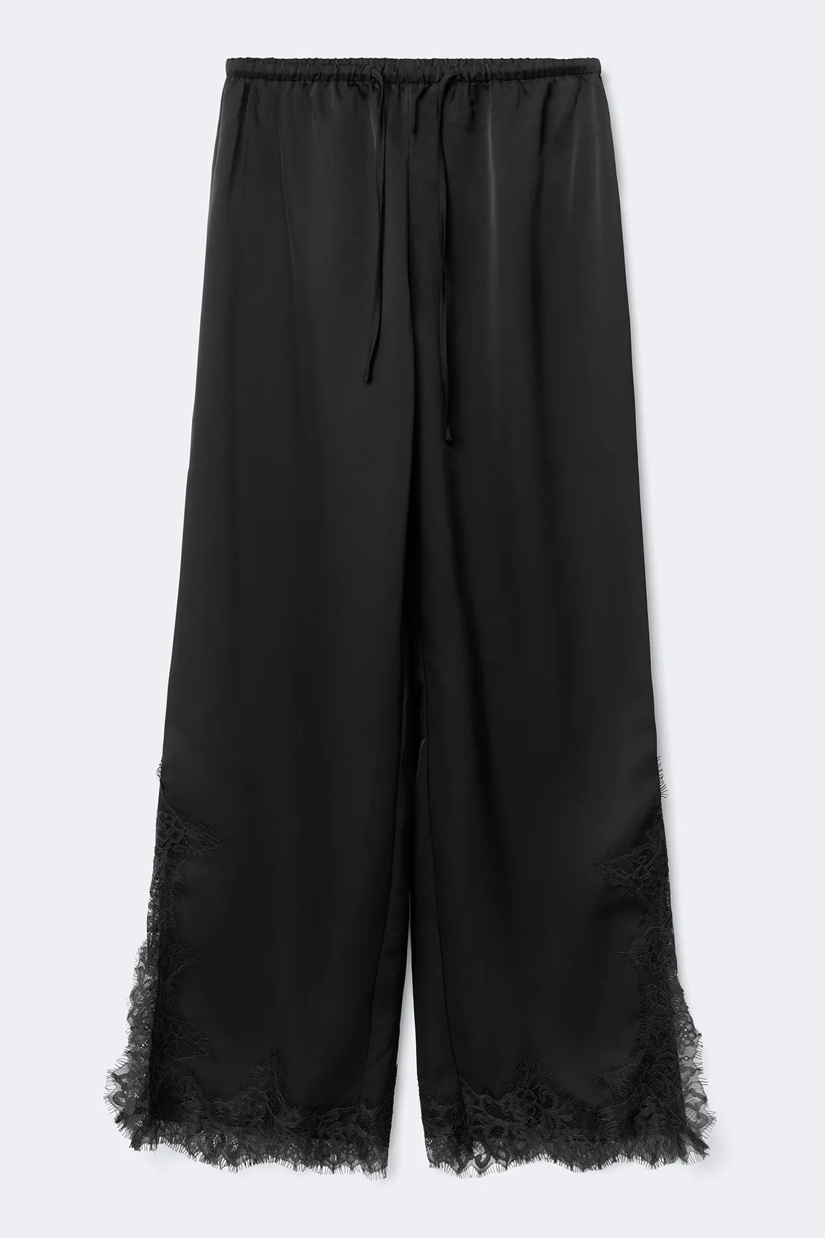 Satin lace trousers - Black - Women - Gina Tricot