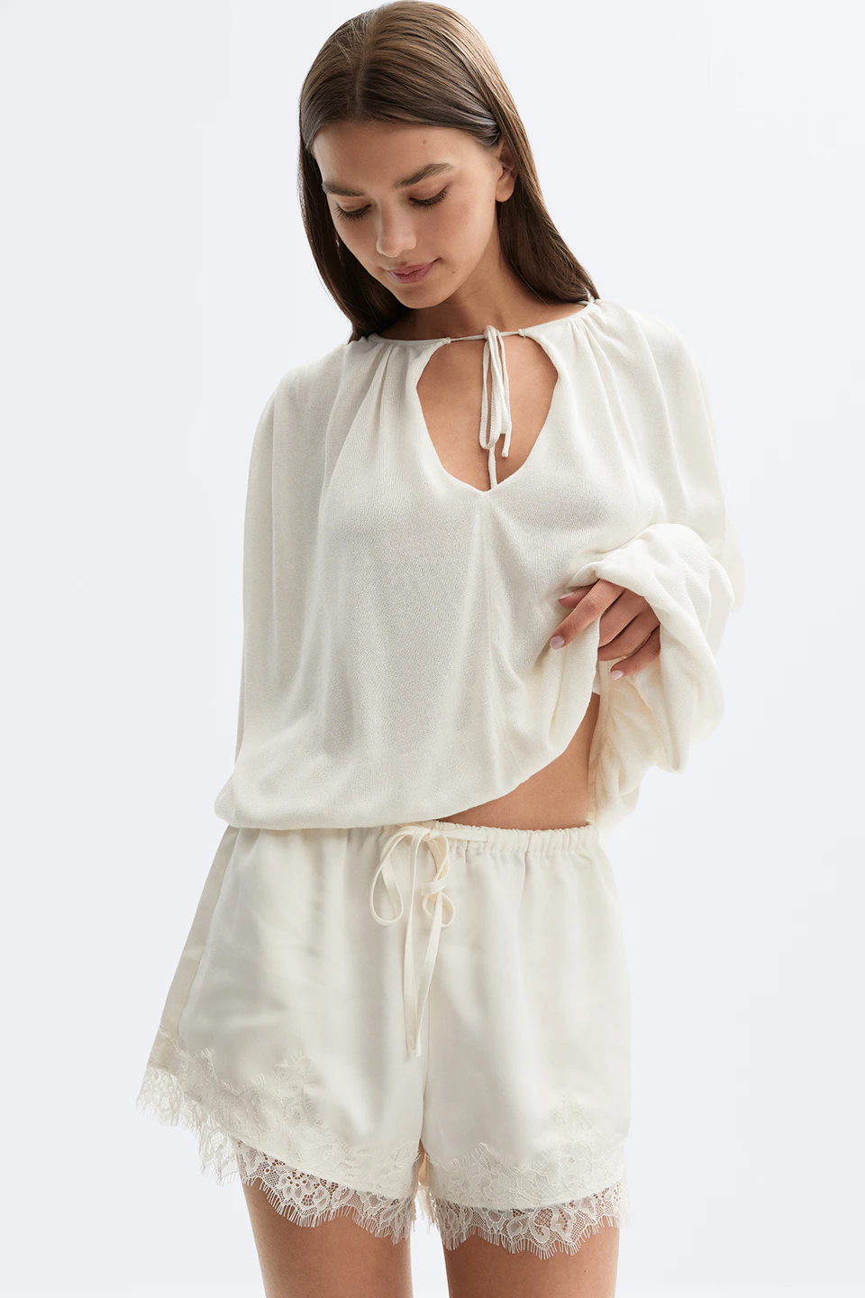 Satin lace shorts