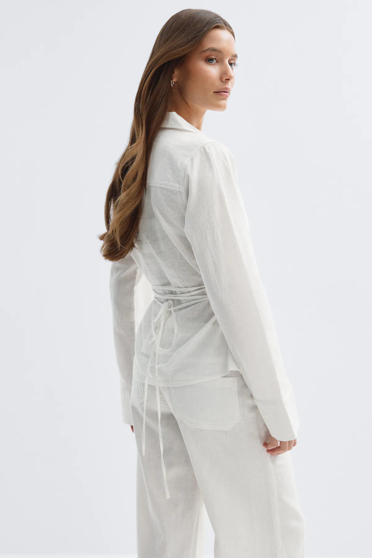 Gina Tricot - Linen blend shirt - linskjorter - Hvit - XS - Dame