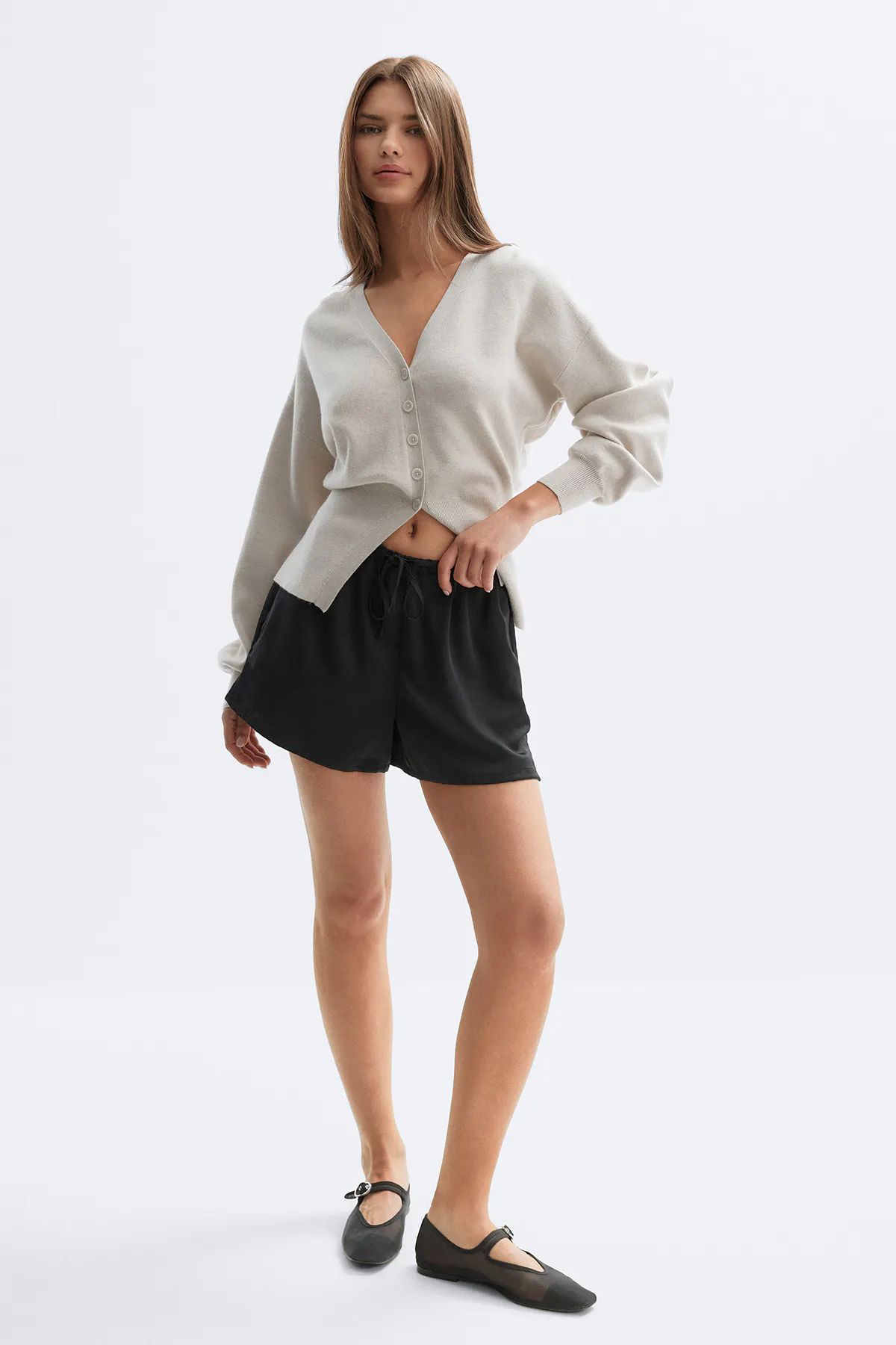 Gina Tricot - Satin drawstring shorts - Shorts - Svart - L - Dame