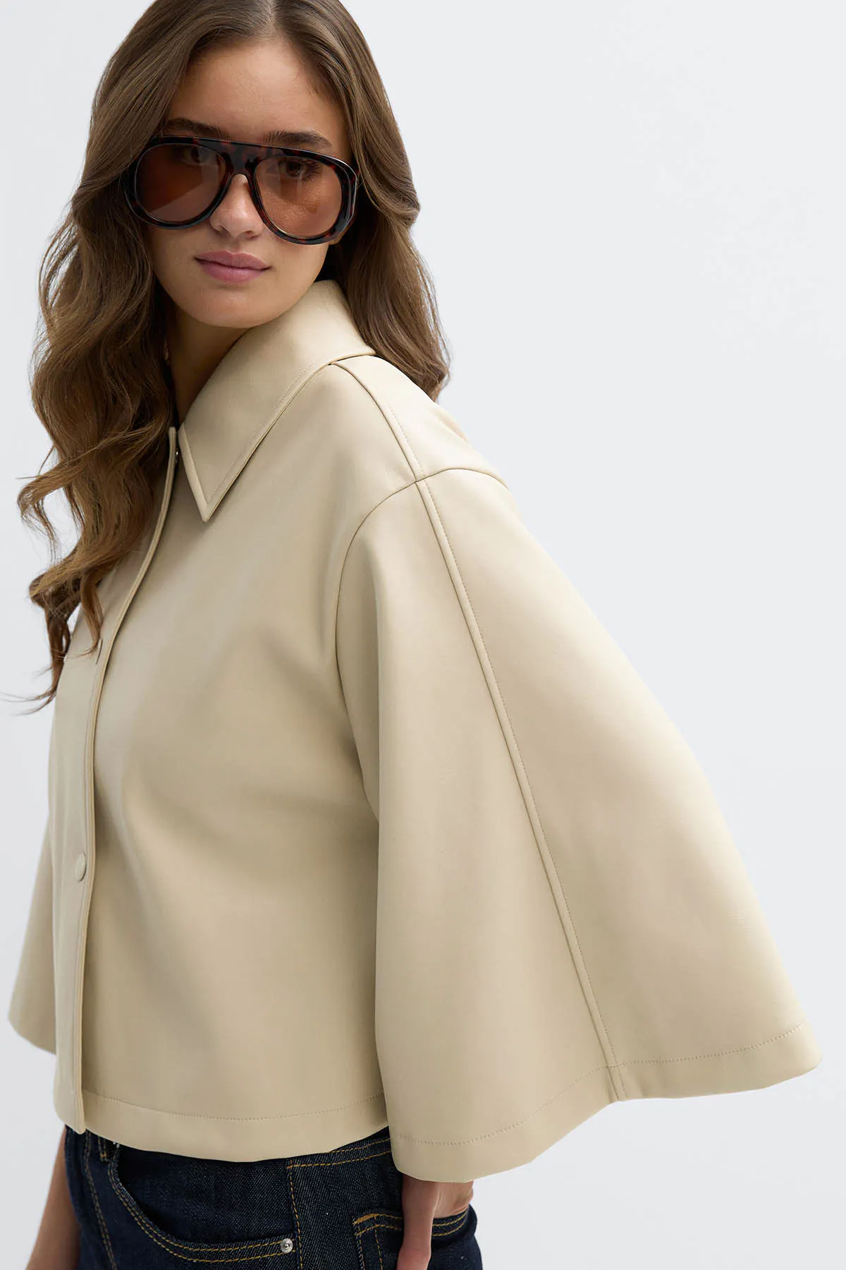 Gina Tricot - Pu cape jacket - capes - Blanc - XS/S - Femme