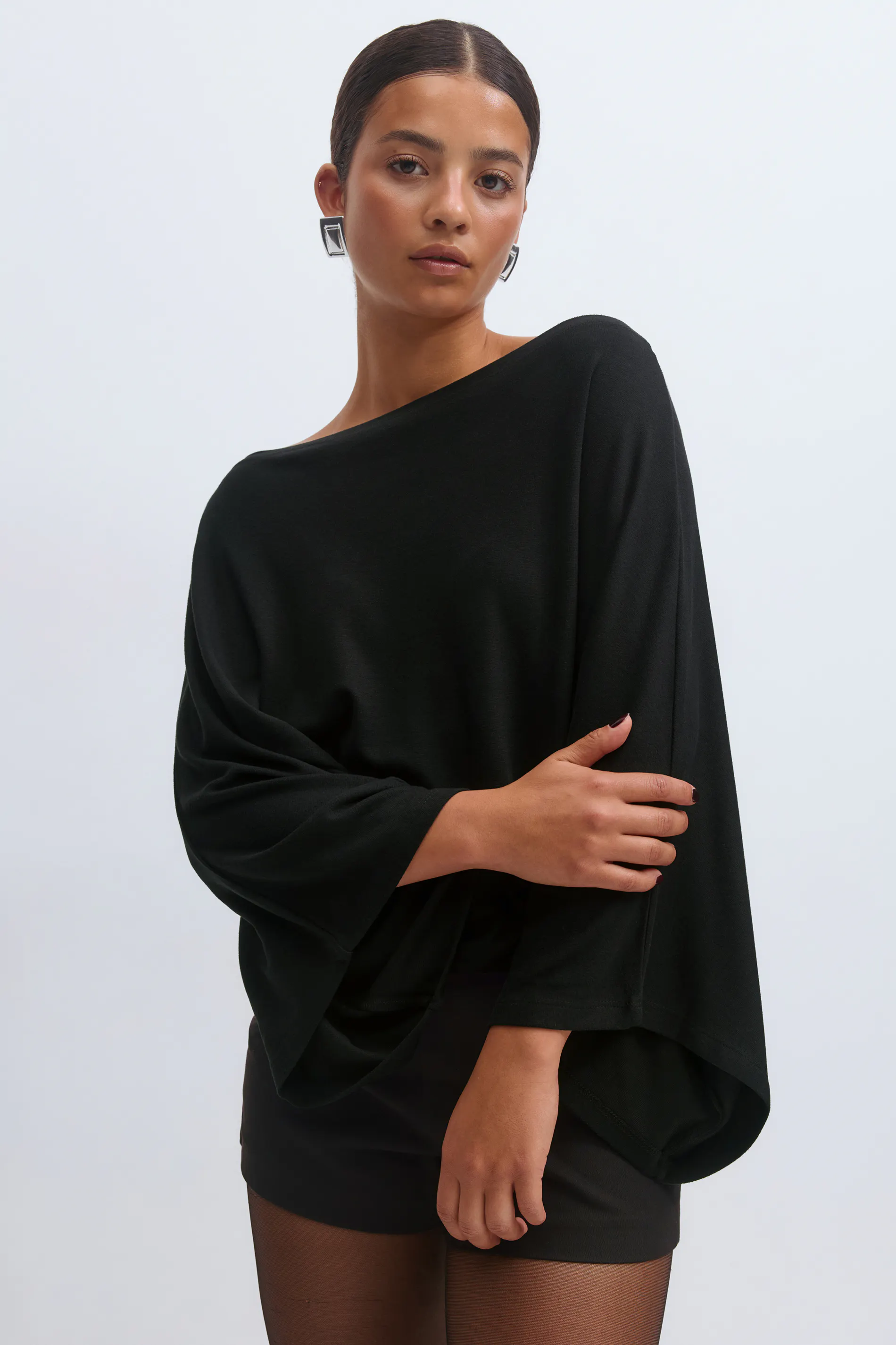 Gina Tricot - Poncho top - cape topper - Sort - XS - Dame