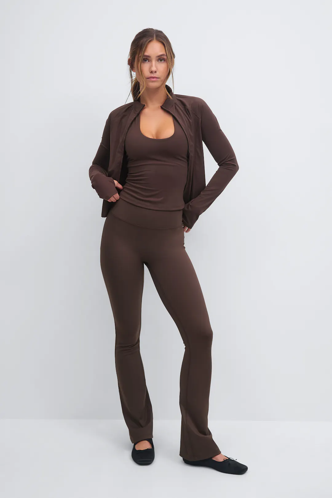 Gina Tricot - Flare yoga tights - yoga pants - Brun - XL - Dame