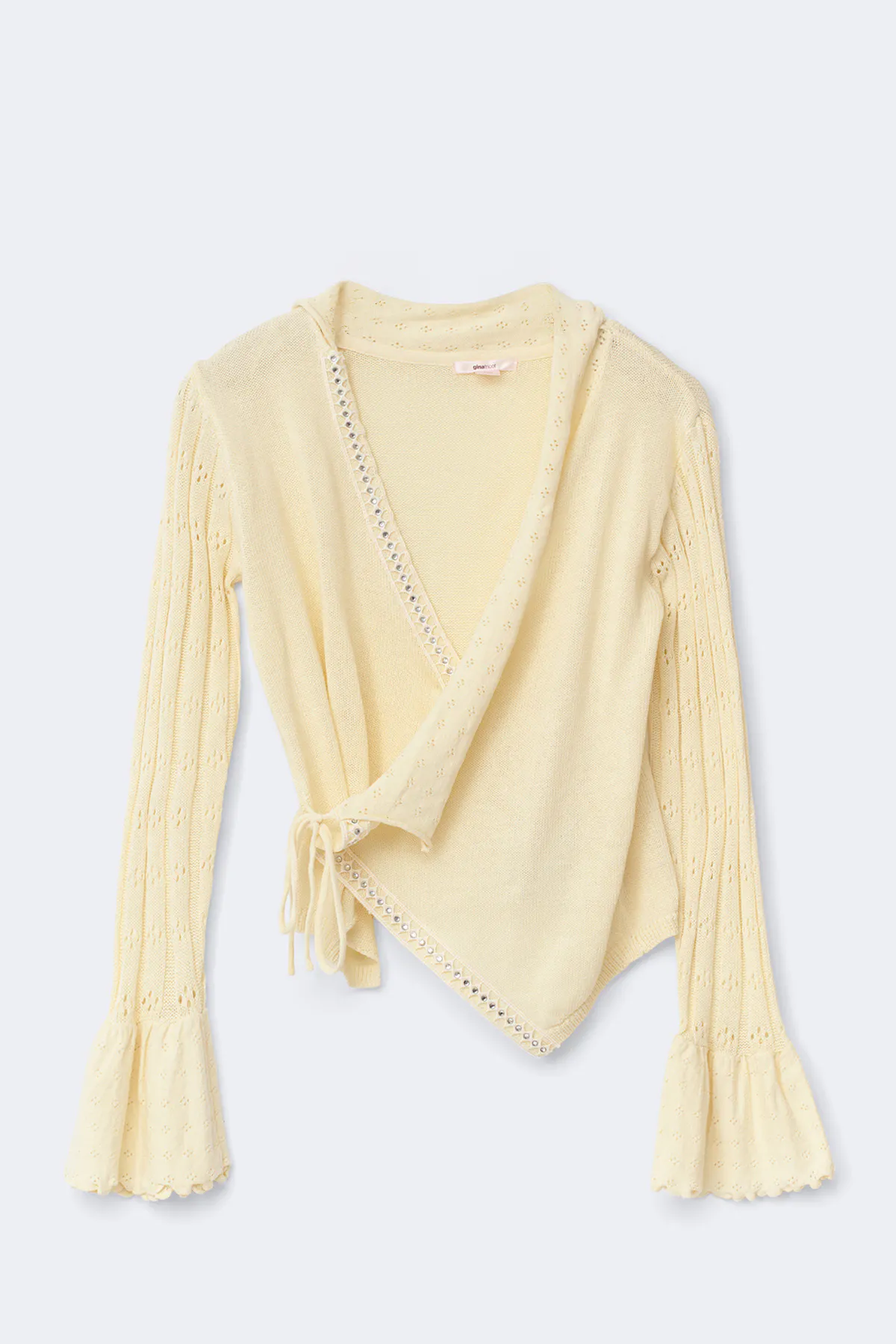 14+ knitted frill cardigan - Yellow - Gina Tricot