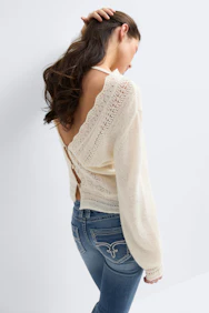 14+ Knitted Open Back Sweater