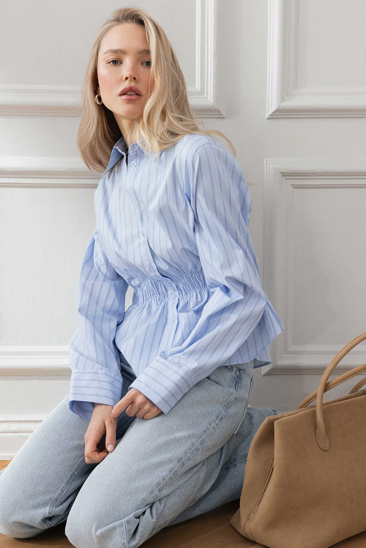 Smock blouse - Blue - Women - Gina Tricot