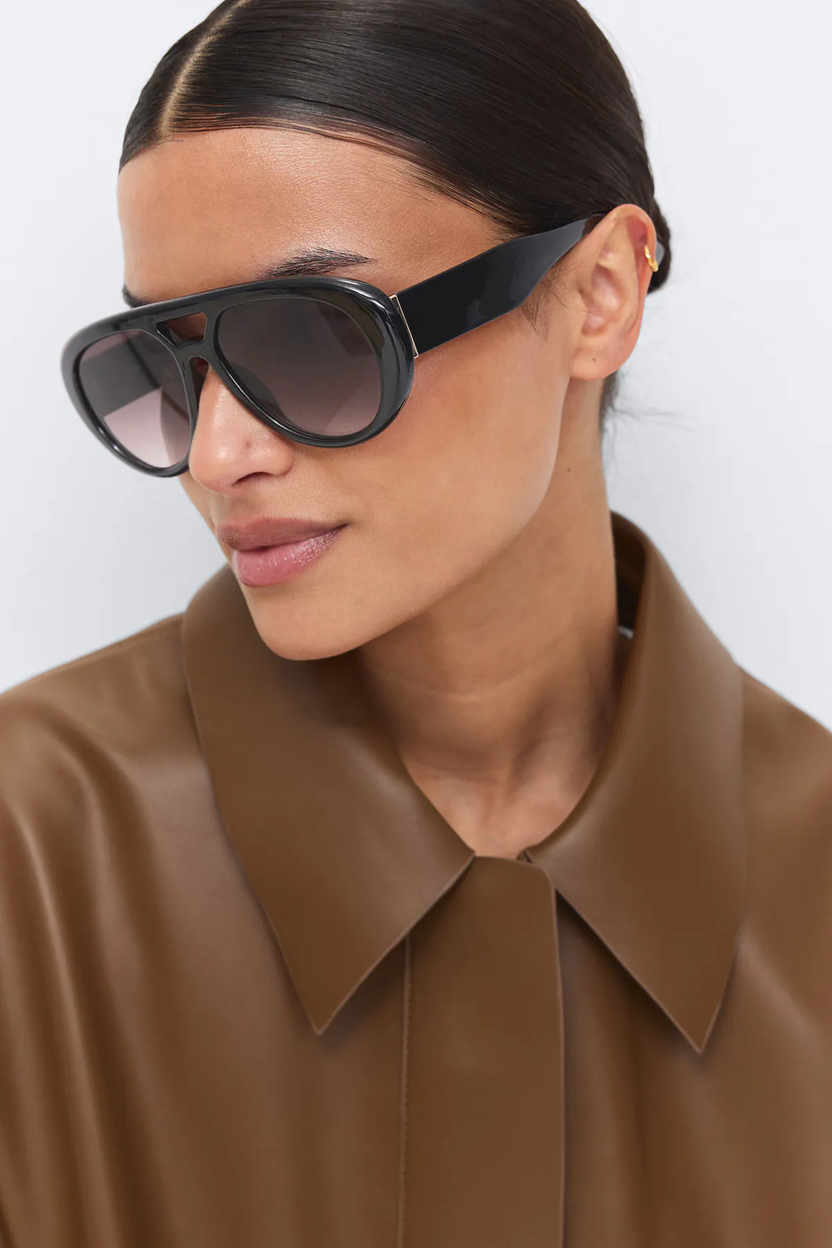 Gina Tricot - Bold aviator sunglasses - Solbriller - Sort - ONESIZE - Dame