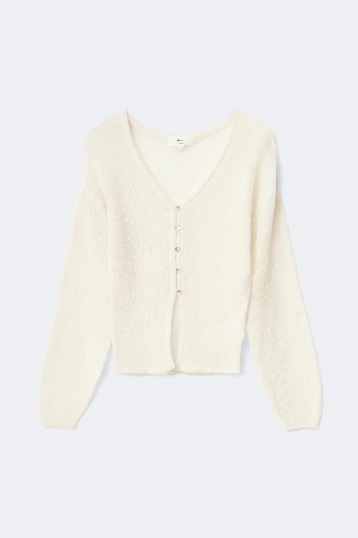 Knitted sheer cardigan - White - Women - Gina Tricot