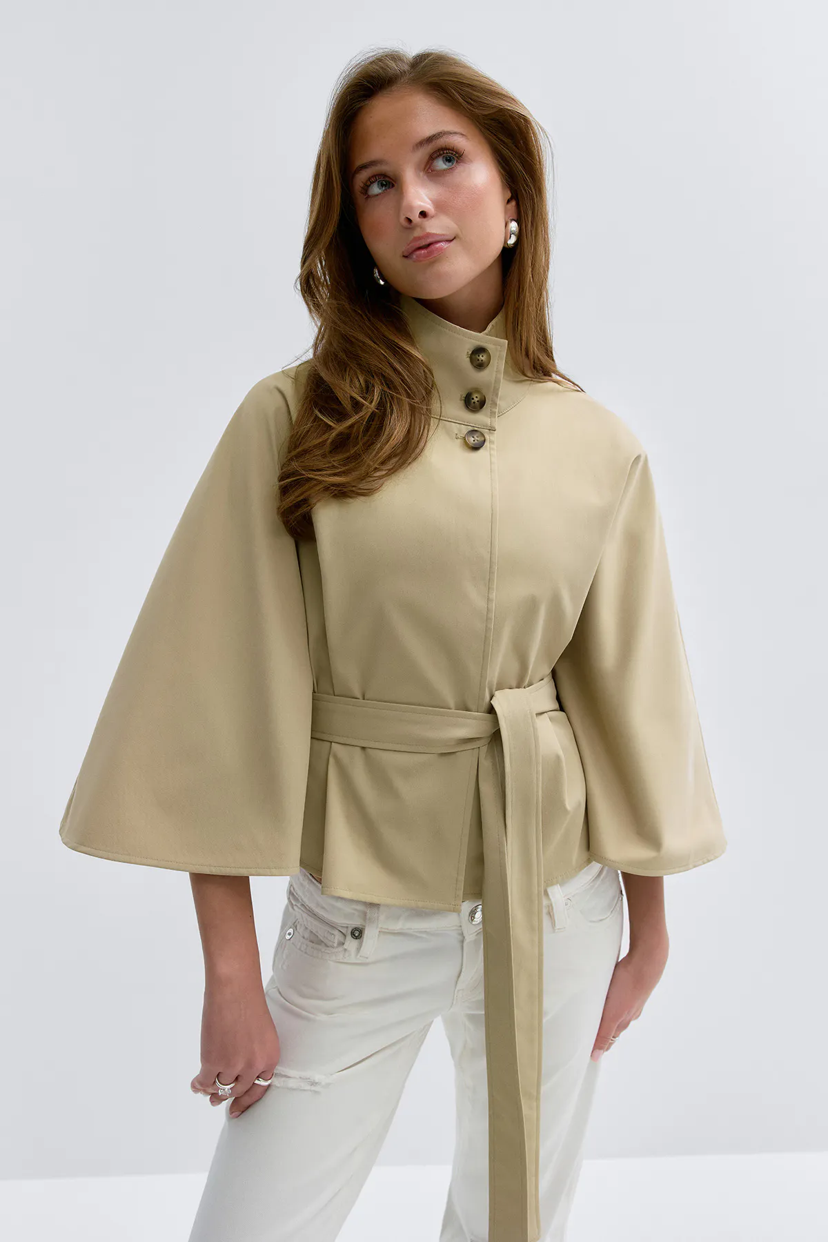 Gina Tricot - 14+ belted trench cape - vestes - Beige - M/L - Femme