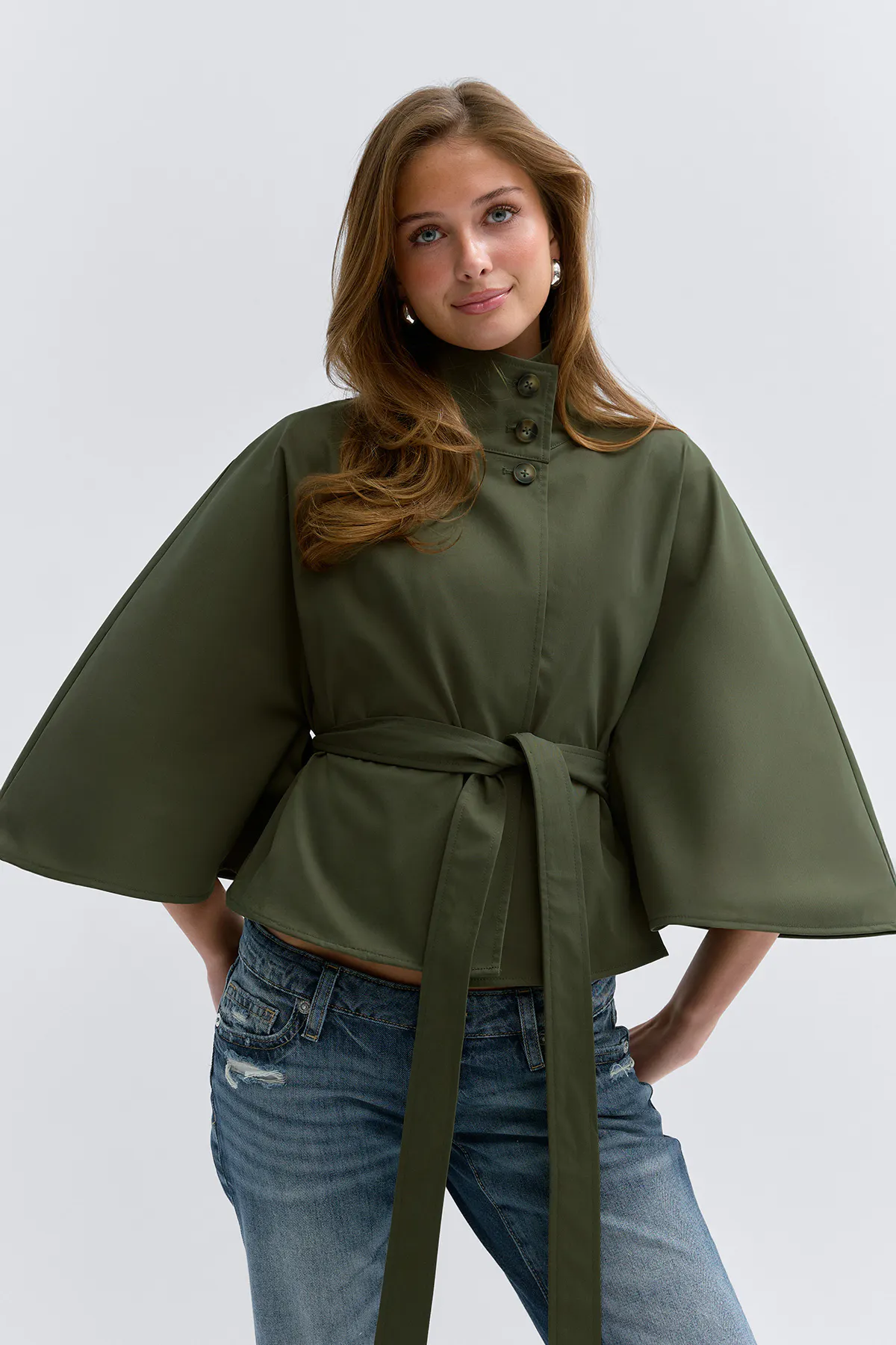 Gina Tricot - 14+ belted trench cape - vestes - Vert - XS/S - Femme
