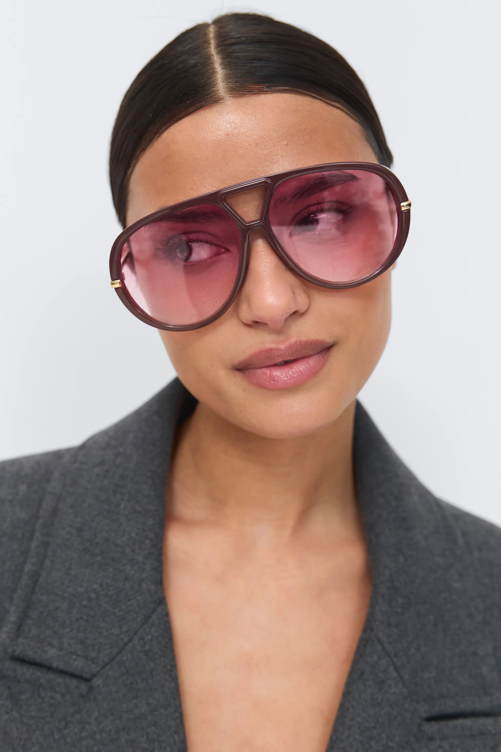 Gina Tricot - Bold aviator sunglasses - Solbriller - Lilla - ONESIZE - Dame