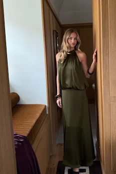 Satin Halterneck Maxi Dress