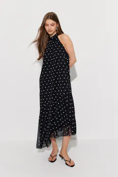 Halterneck Asymmetric Dress