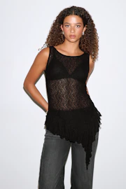 Asymmetric lace top