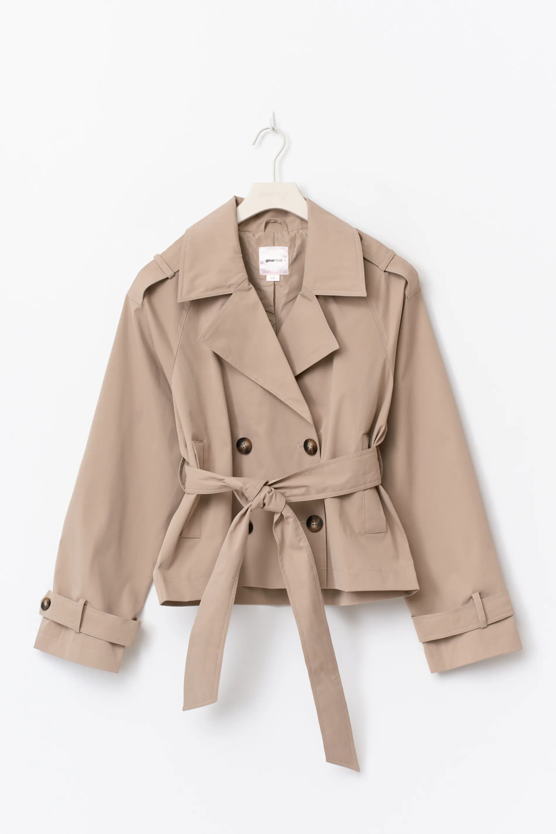 Gina Tricot - 14+ short belted trench jacket - vestes - Beige - XS - Femme