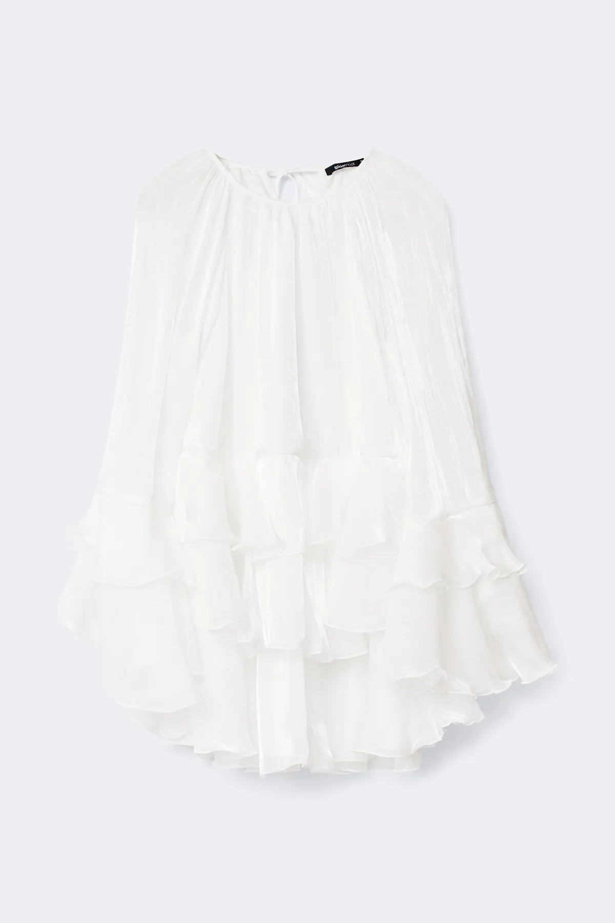 Gina Tricot - Flowy frill mini dress - korte kjoler - Hvit - 36 - Dame