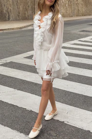 Long Sleeve Frill Mini Dress