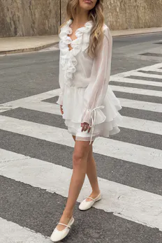 Long Sleeve Frill Mini Dress