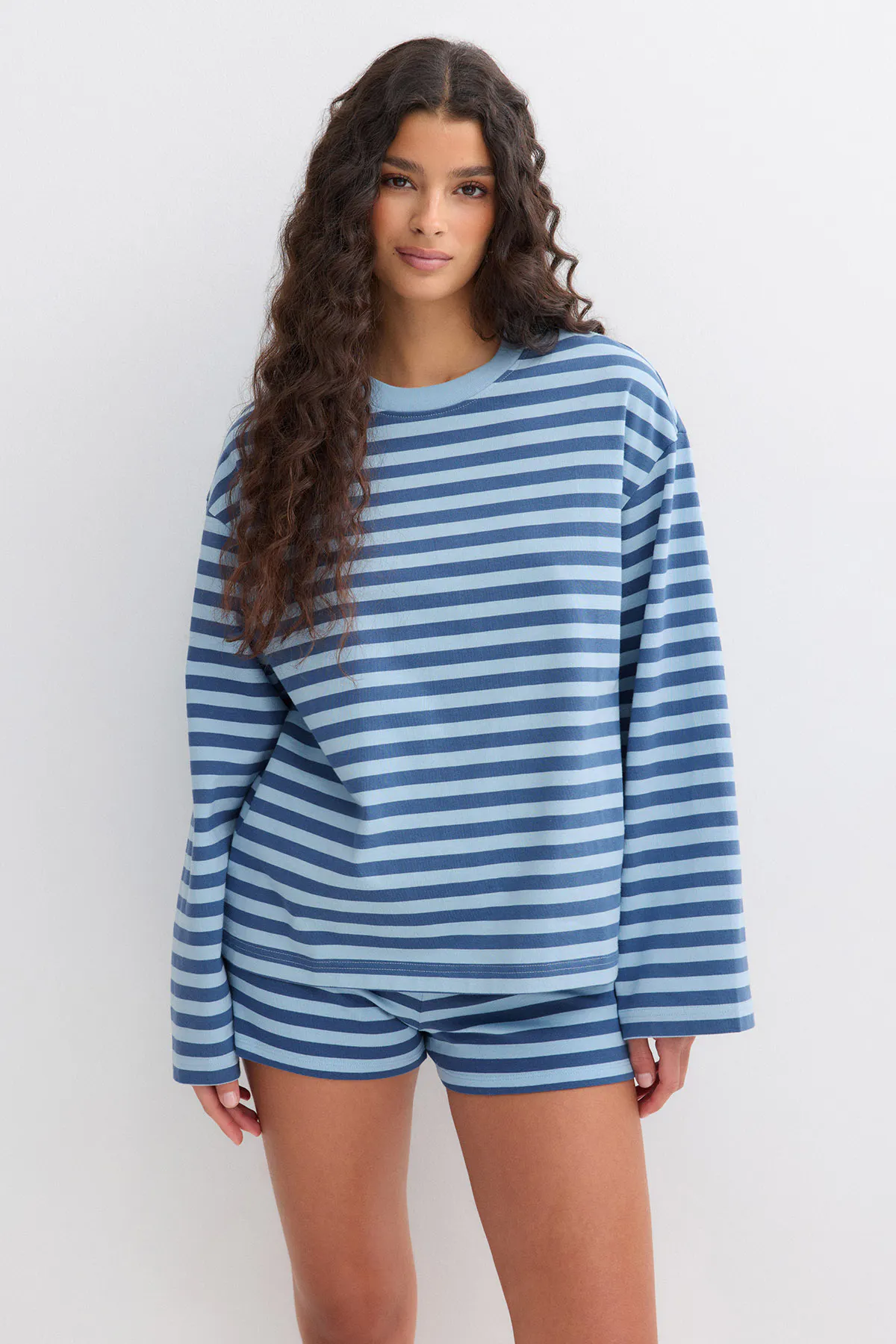 Gina Tricot - Stripe long sleeve tee - tops met lange mouwen - Blauw - S - Dames