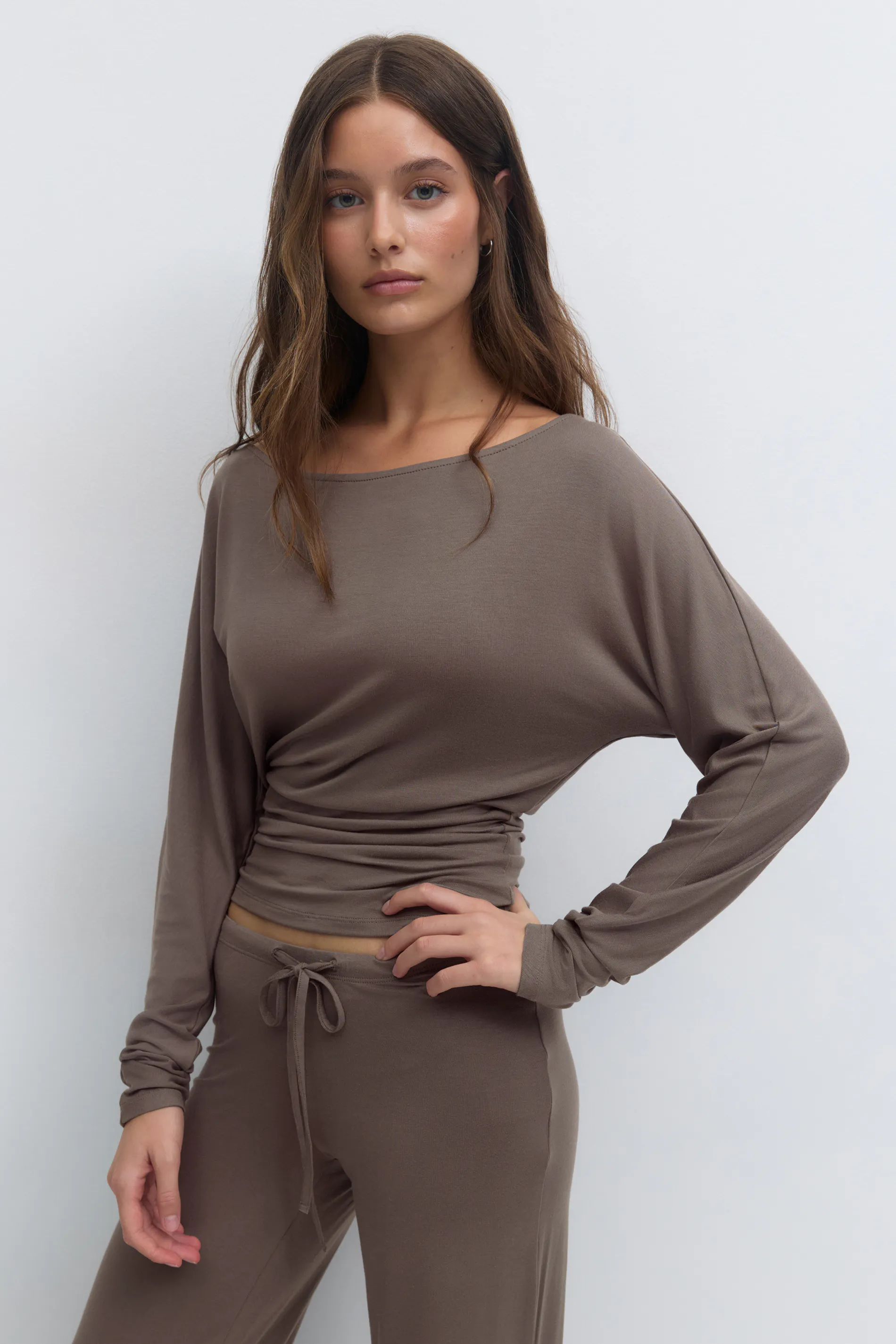 Gina Tricot - Soft slouchy loungewear top - Homewear - Brun - XL - Dame