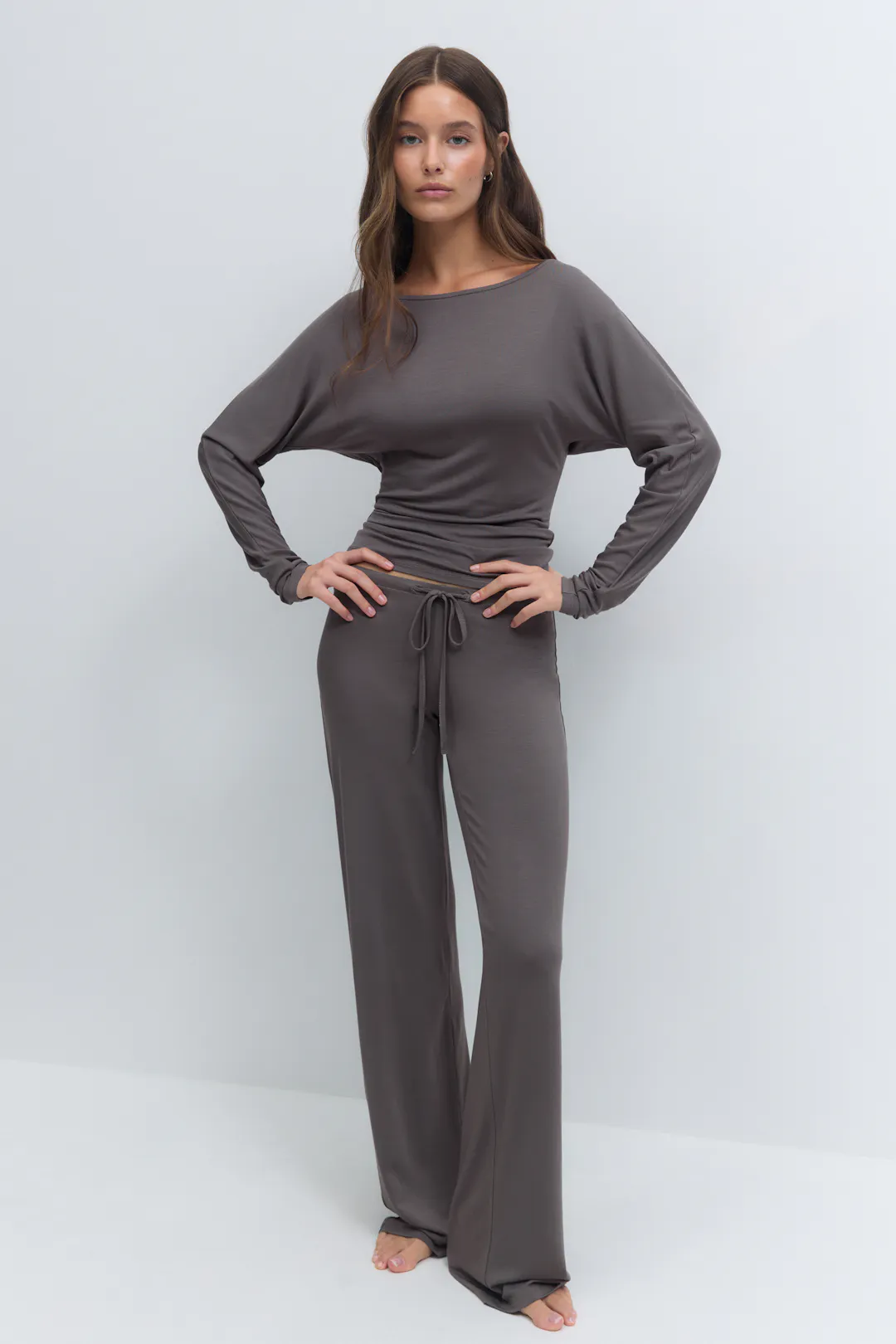 Soft slouchy loungewear top - Grey - Women - Gina Tricot