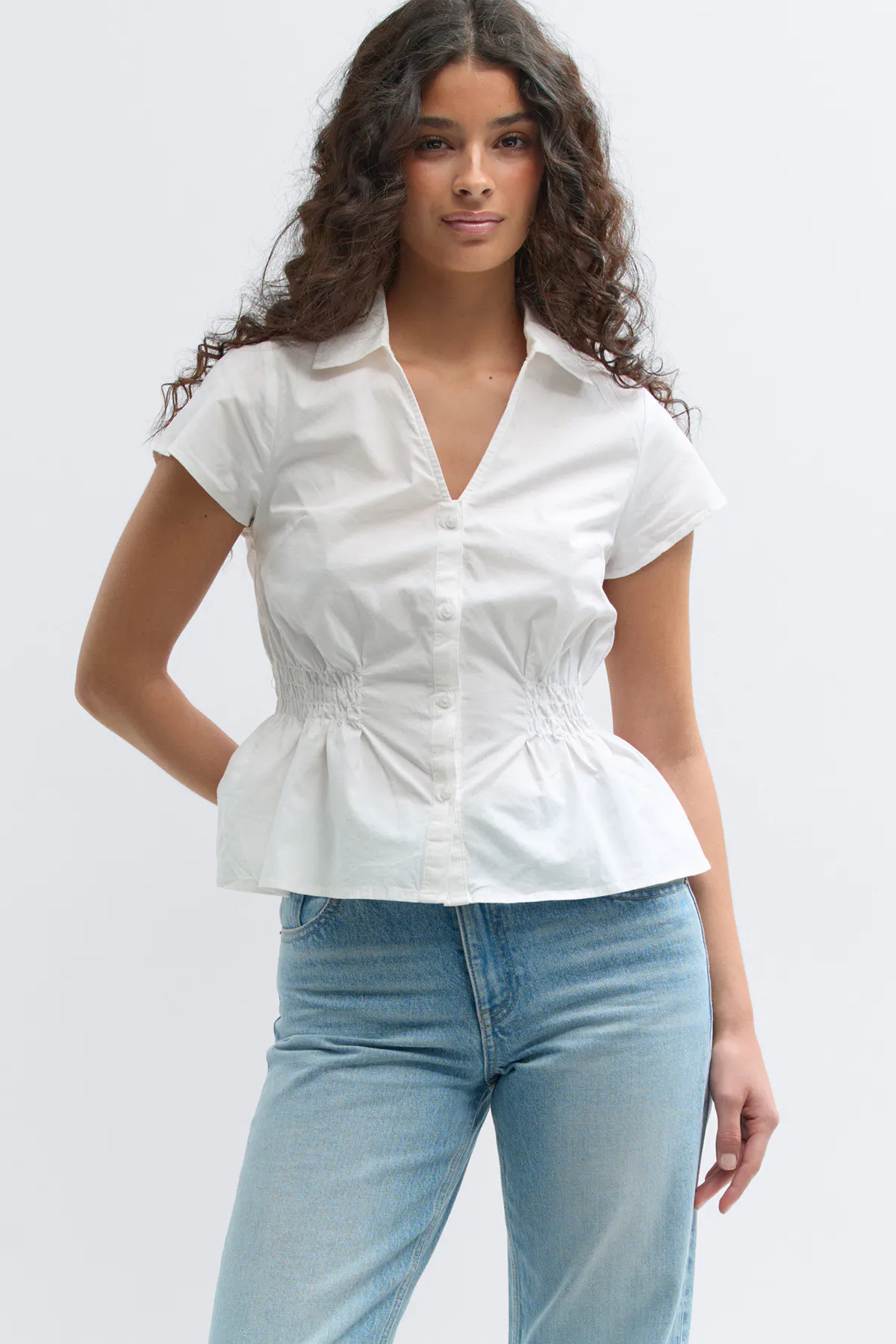 Gina Tricot - Smock blouse - Bluser - Hvit - XS - Dame