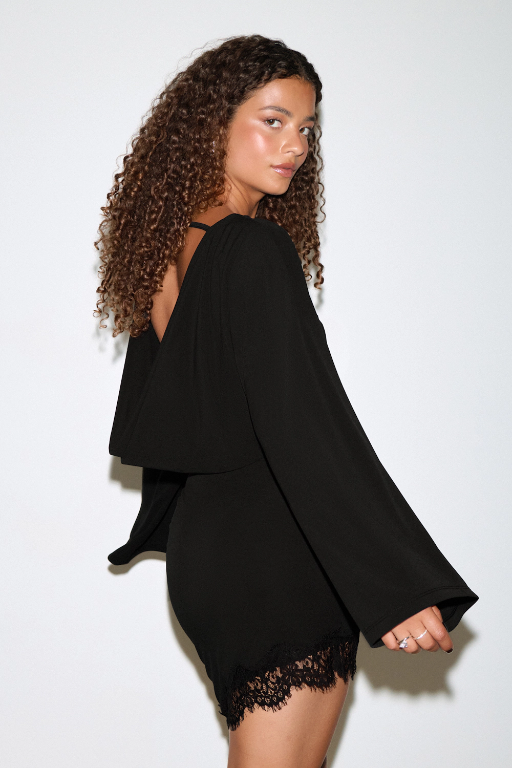 Asymmetric Lace Mini Dress