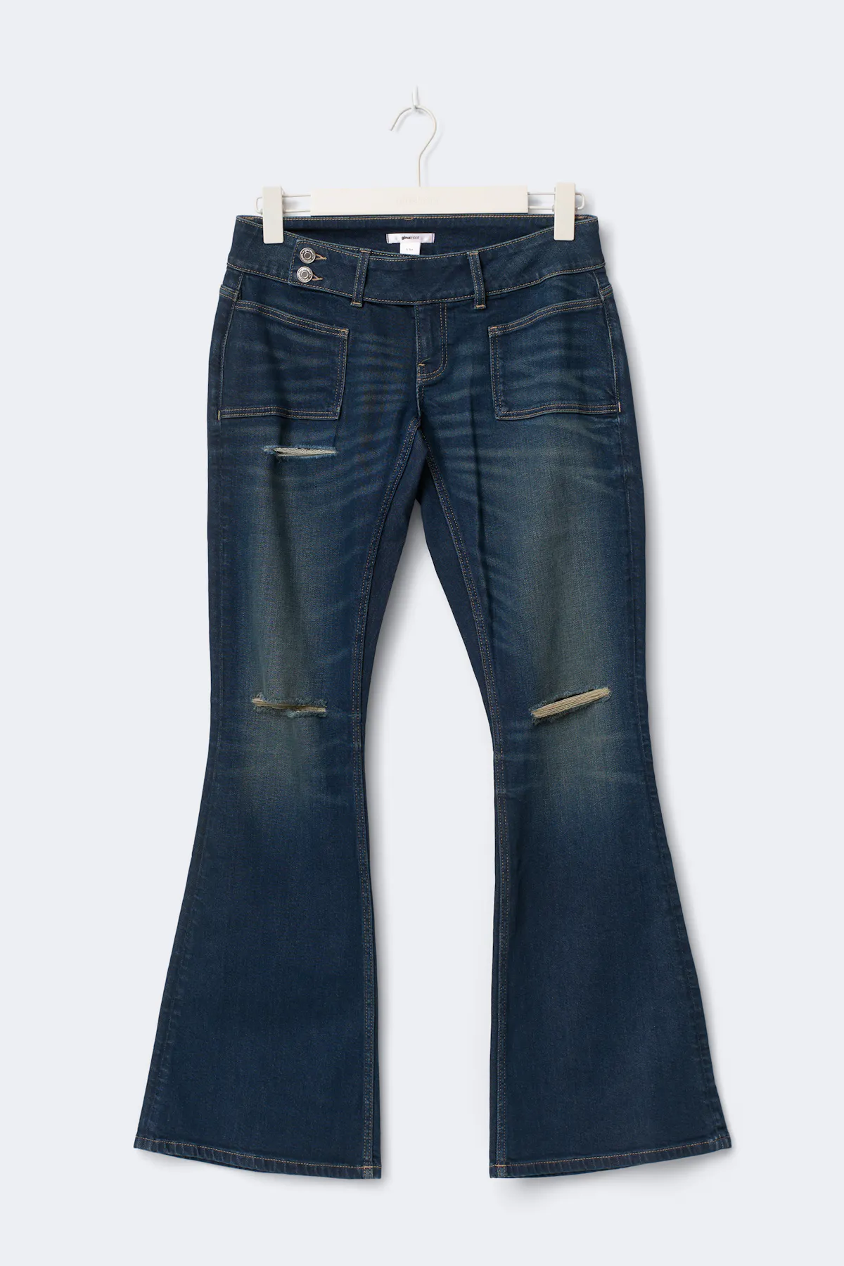Gina Tricot - 14+ pleated flare jeans curve - flare & bootcut jeans - Bleu - S - Femme