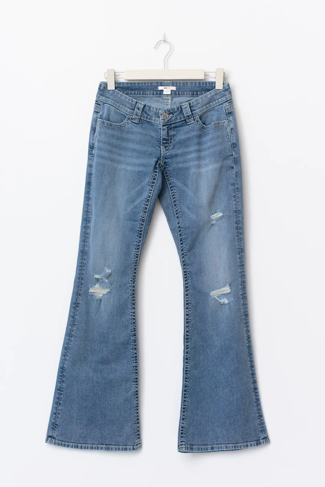 Gina Tricot - 14+ sparkle flare jeans curve - flare jeans - Blauw - M - Dames