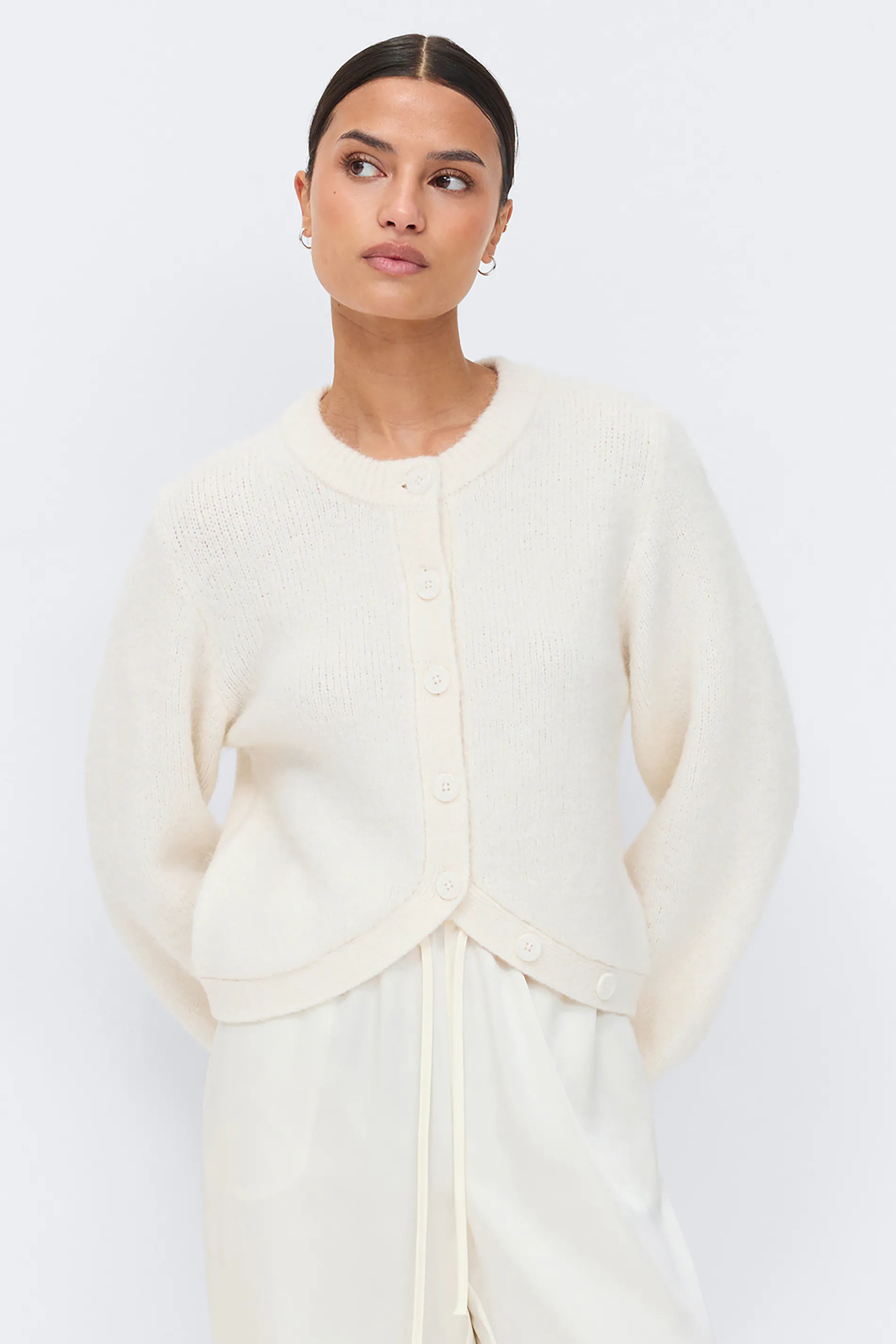 Gina Tricot - Knitted cardigan - Cardigans - Hvid - S - Dame