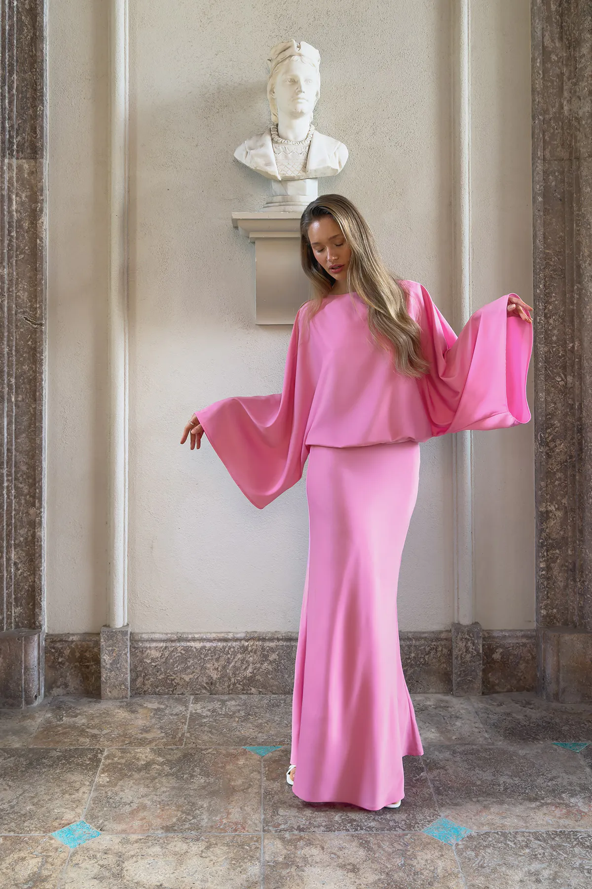 Gina Tricot - Draped back maxi dress - Maxikjoler - Rosa - 40 - Dame